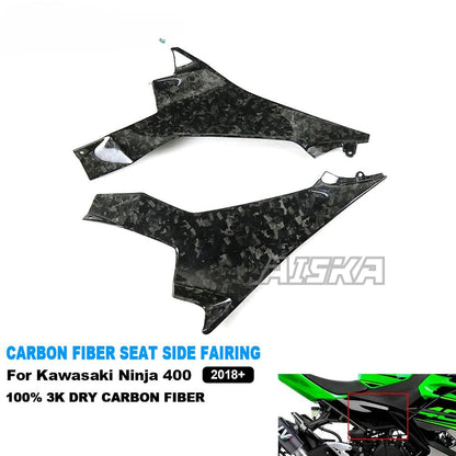 AISKA 100% 3K Dry Carbon Fiber Motorcycle Accessories Driver Seat Side Panel Fairing Cover for Kawasaki Ninja 400 2018-2024
