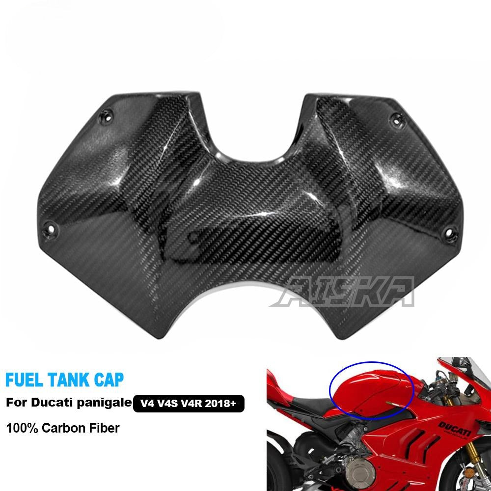 AISKA Motorcycle Parts Wholesale Carbon Fiber Fuel Tank Cap for Ducati Panigale Streetfight V4 V4S V4R 2018-2024