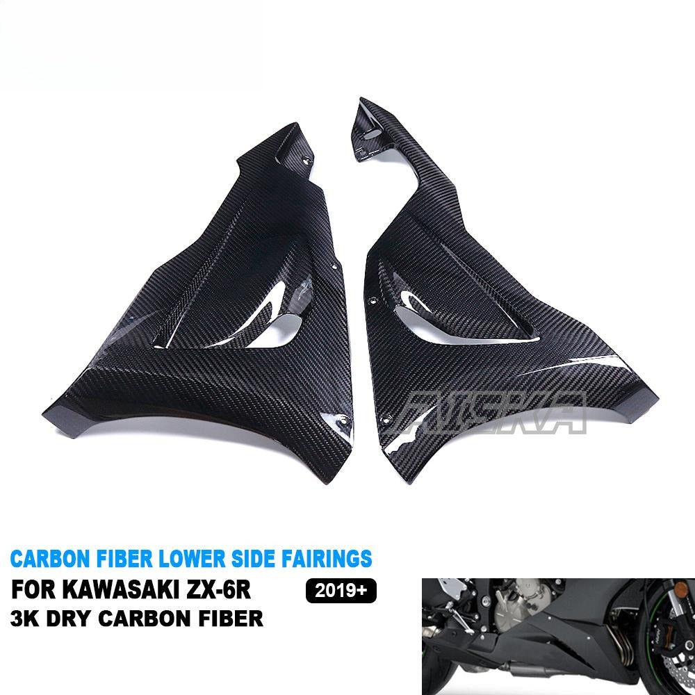 AISKA Motorcycle Full Dry Carbon Fiber Lower Belly Pan Fairing for Kawasaki Ninja ZX-6R 2024