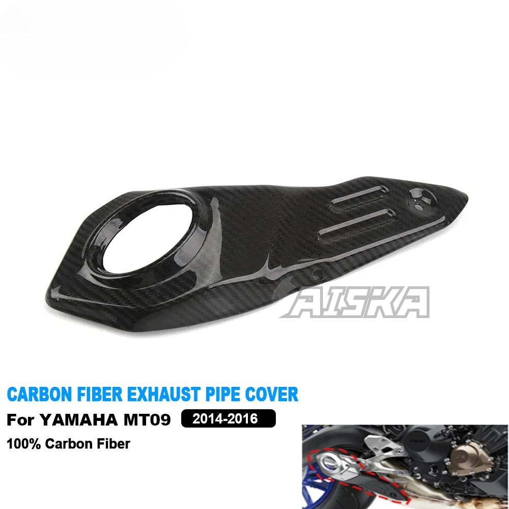 AISKA Carbon Fiber Motorcycle Exhaust Muffler Pipe Heat Shield Guard Cover Protector Fairing for Yamaha MT09 FZ09 2017-2020