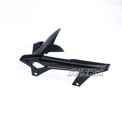 AISKA 100% 3K Dry Carbon Fiber Motorcycle Rear Fender Hugger Mudguard With Chain Guard for Kawasaki Ninja 400 2018-2024