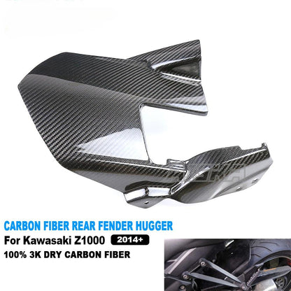 AISKA 3K Dry Carbon Fiber Motorcycle Accessories Rear Fender Hugger Mudguard for Kawasaki Z1000 2014+