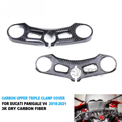AISKA 100% 3K Twill Glossy Dry Carbon Fiber Upper Triple Clamp Cover for Ducati Panigale V4 V4S V4R 2018-2021