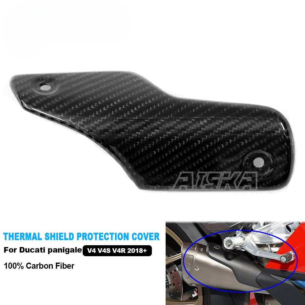 AISKA Real 3K Carbon Fiber V4 Fairing Accessories Motorcycle Exhaust Pipe Heat Shield Cover for Ducati Panigale V4 V4S V4R 2018-2024