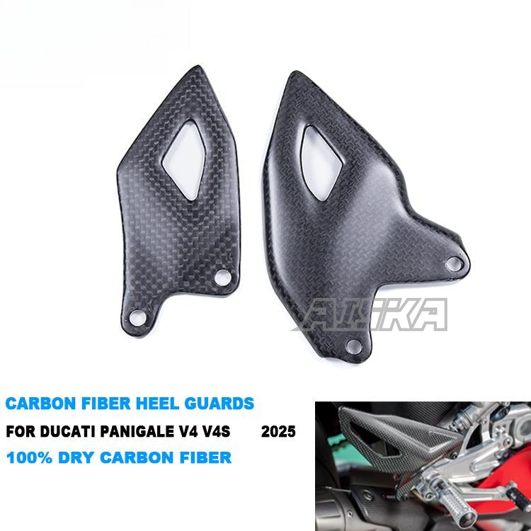 AISKA 100% 3K Full Dry Carbon Fiber Motorcycle Heel Guard Rearset Plate Cover for Ducati Panigale V4 V4S 2025