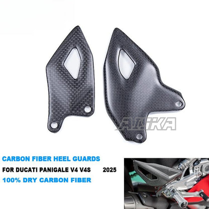 AISKA 100% 3K Full Dry Carbon Fiber Motorcycle Heel Guard Rearset Plate Cover for Ducati Panigale V4 V4S 2025