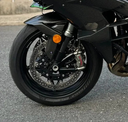 AISKA 100% 3K Dry Carbon Fiber Motorcycle Accessories Front Fairing Hugger Fender Mudguard for Kawasaki Ninja 400 2018-2024