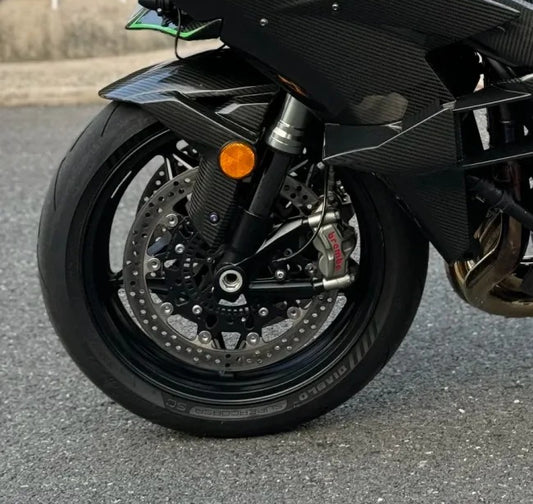 AISKA 100% 3K Dry Carbon Fiber Motorcycle Accessories Front Fairing Hugger Fender Mudguard for Kawasaki Ninja 400 2018-2024