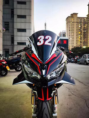 AISKA 100% 3K Dry Carbon Fiber Motorcycle Accessories Front Nose Headlight Cover Fairing for Kawasaki Ninja 400 2018-2024